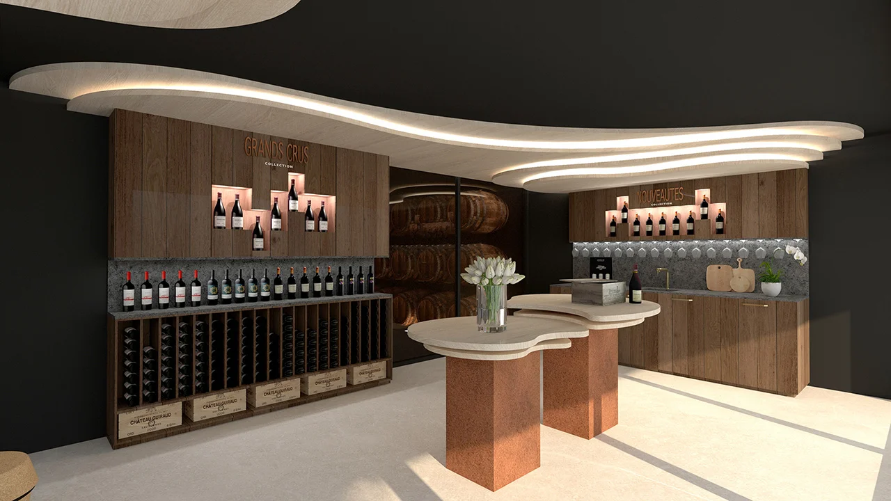 OZLA - Projet d'architecture d'intérieur, décoration et suivi de chantier pour le Caveau à vins à Montpeyroux par Stéphanie Auzat, architecte d'intérieur, décoratrice et gestion des achats de mobilier et installation à Issoire proche Clermont-Ferrand