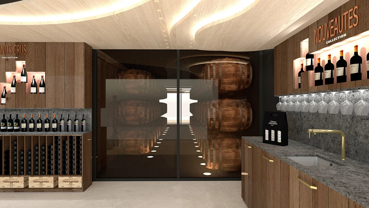 OZLA - Projet d'architecture d'intérieur, décoration et suivi de chantier pour le Caveau à vins à Montpeyroux par Stéphanie Auzat, architecte d'intérieur, décoratrice et gestion des achats de mobilier et installation à Issoire proche Clermont-Ferrand
